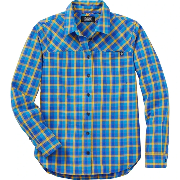 Duluth Trading Company Alaskan Hardgear Midnight Sun Shirt Blue Aster Plaid NWOT - Picture 1 of 16